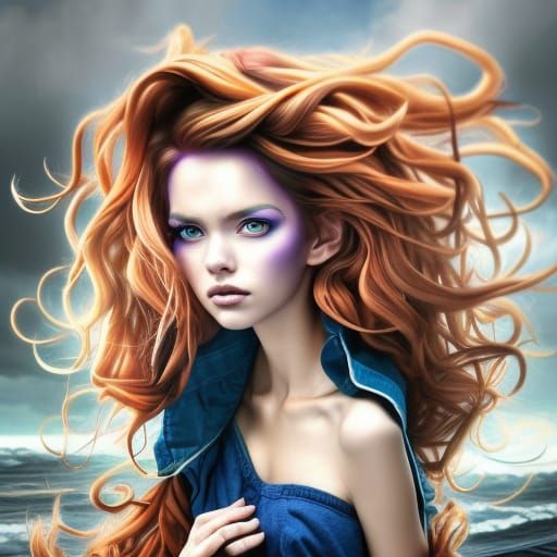 Detailed Portrait of a Princess in a Hurricane