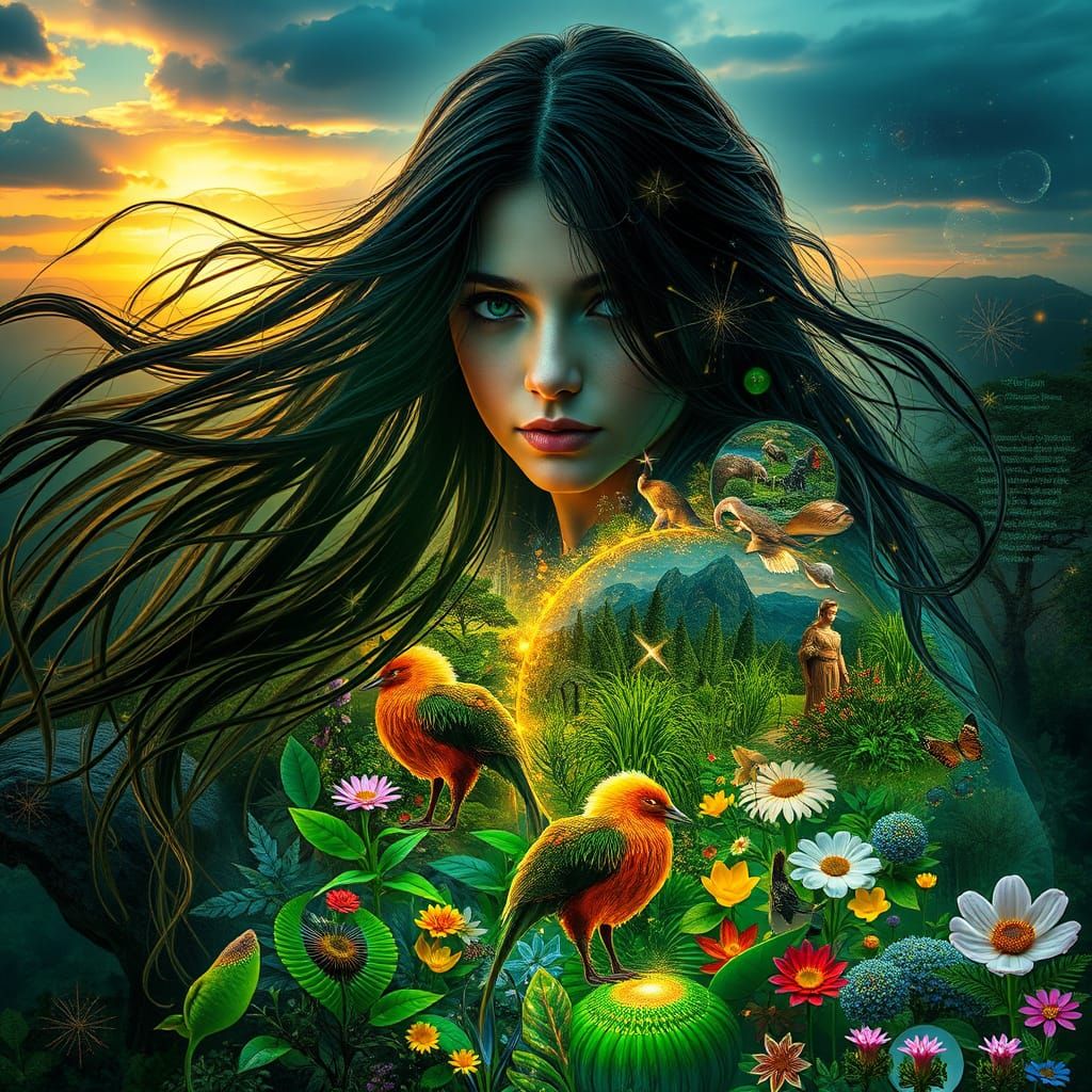 Ethereal Goddess Emerging from a Dreamlike Stormy Sunset