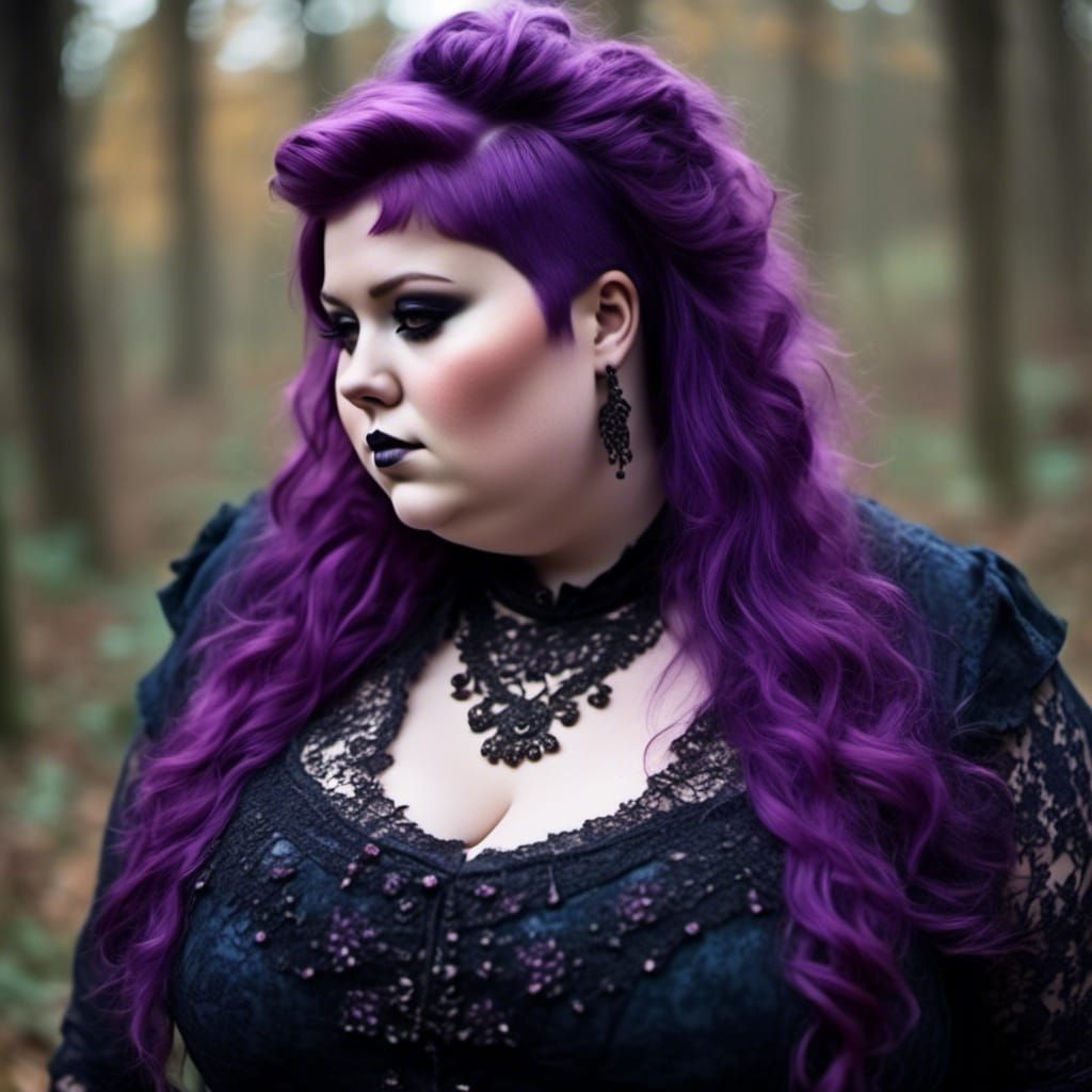 Striking Portrait with Purple Hair and Braid