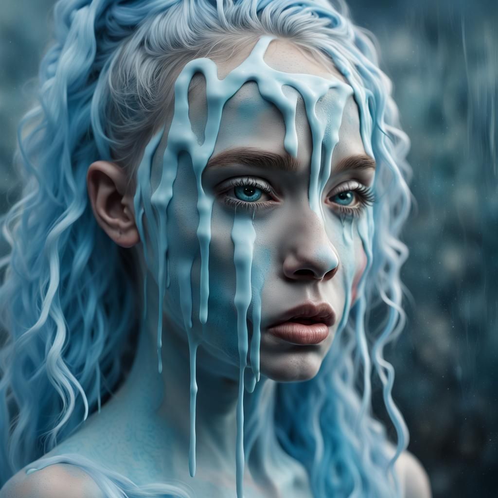 Surreal Icing Girl Portrait in Digital Art Style