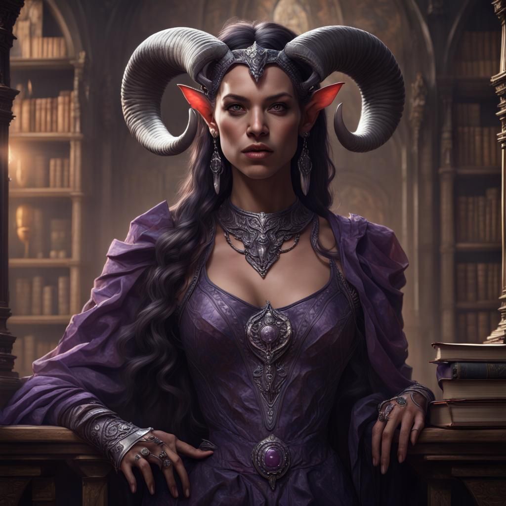 Epic Tiefling Mage in D&D Library