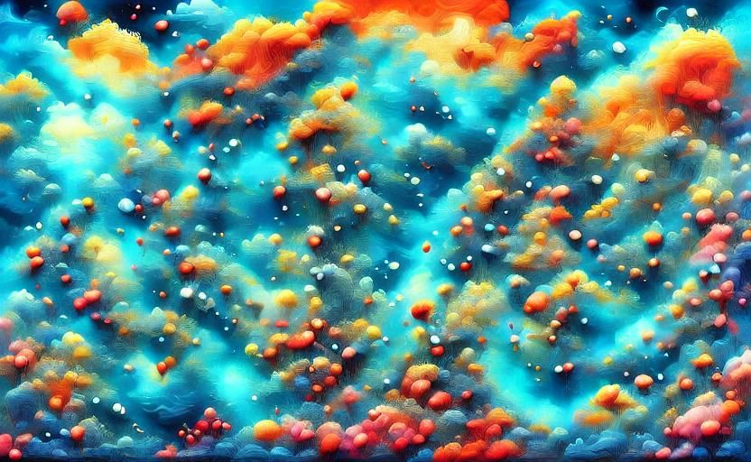 Psychedelic Dreamscape with Neon and Blacklight Effects