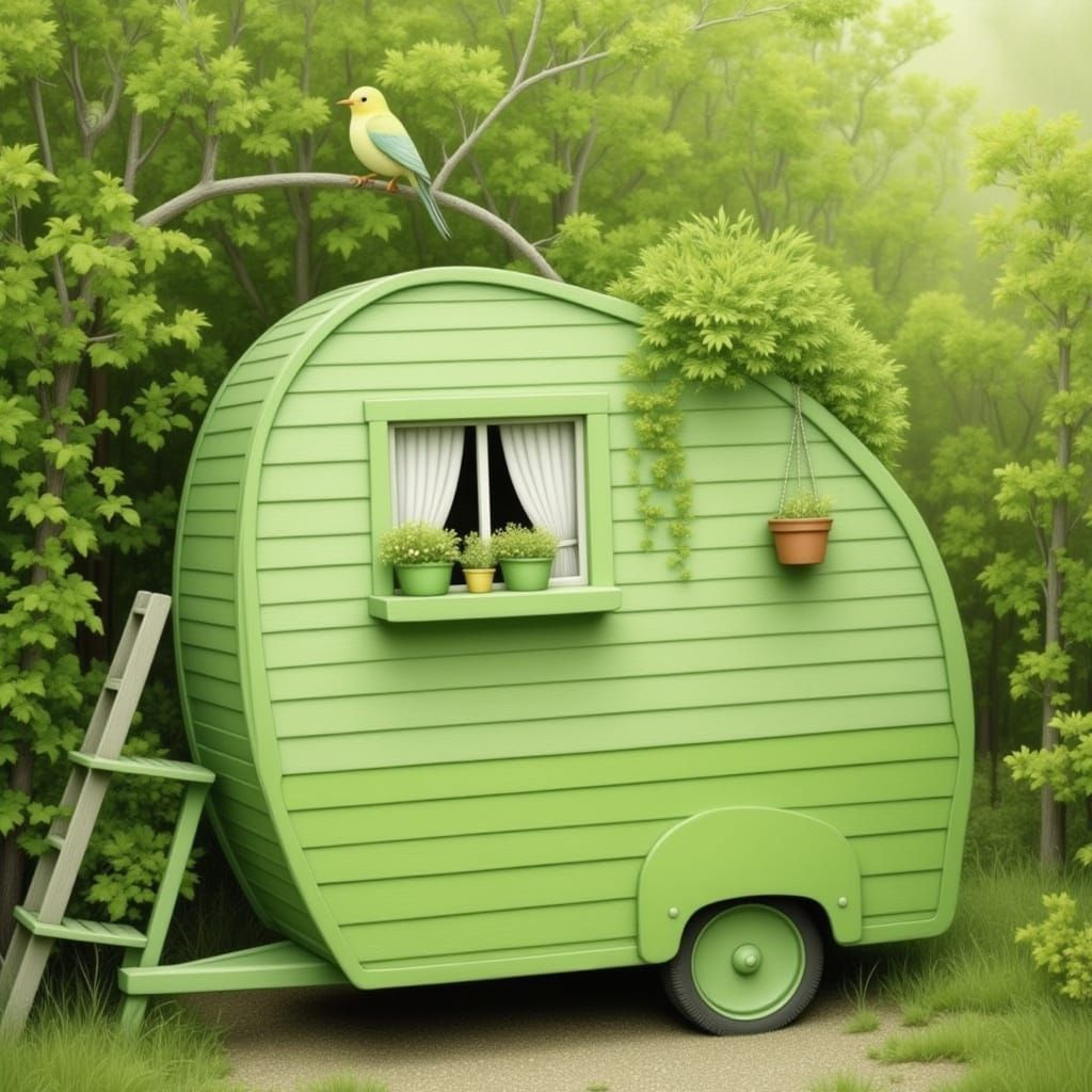 Green Vintage Caravan