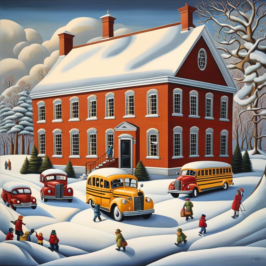 School Bus in Art Deco Style