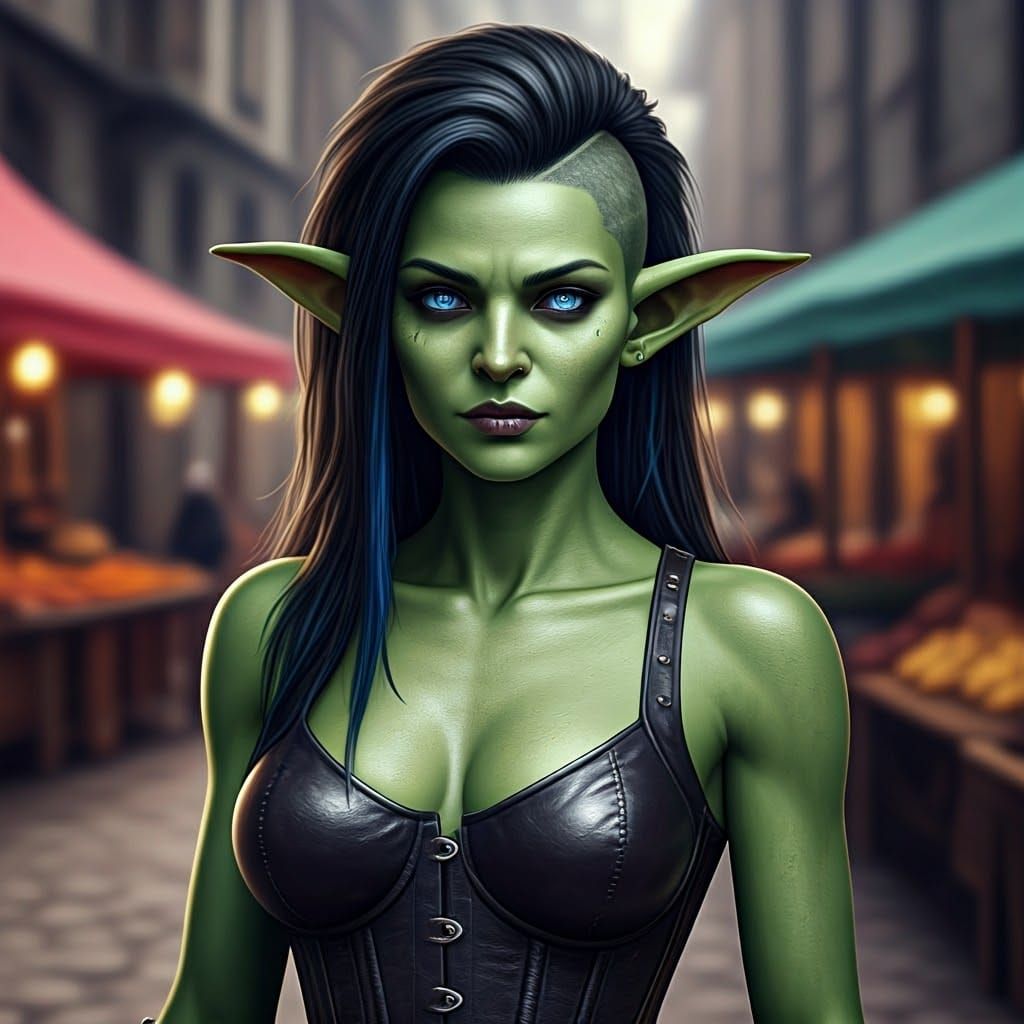 Gothic Goblin Maiden in Urban Splendor