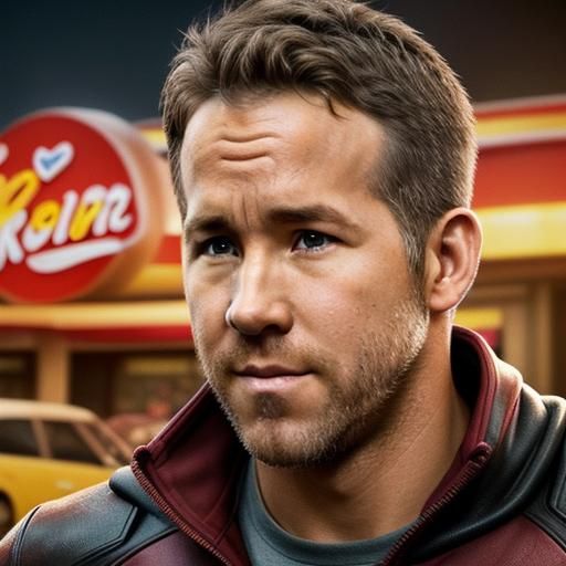 Hyperrealistic Ryan Reynolds at Burger King