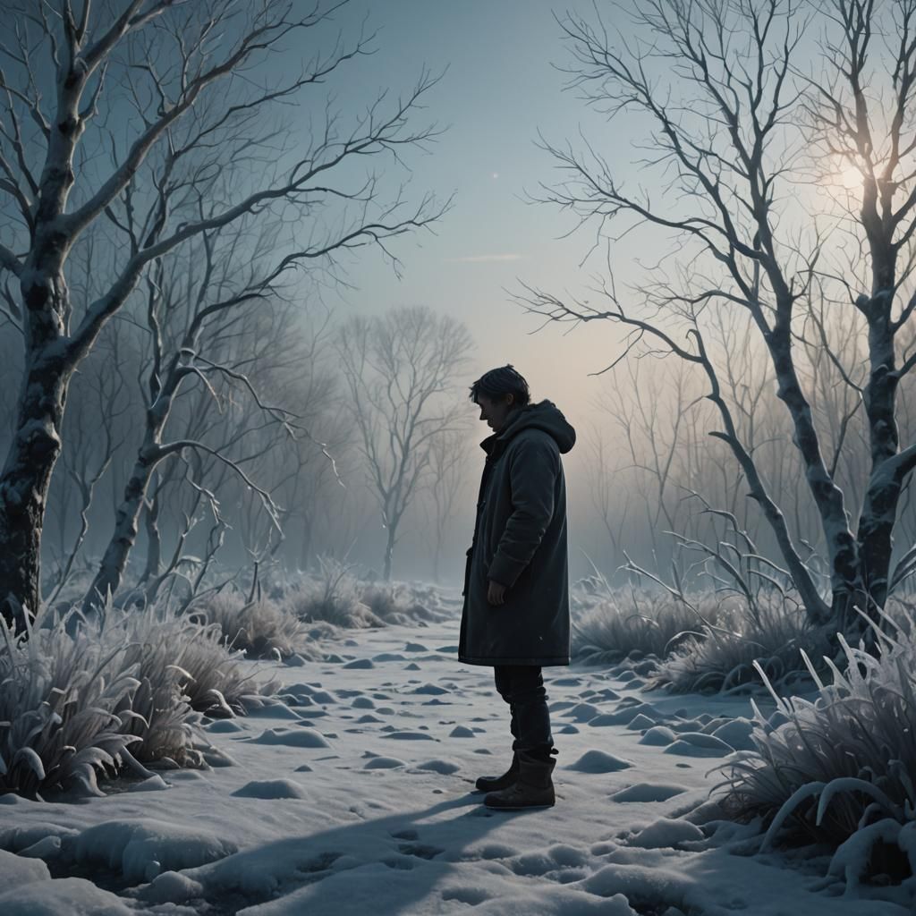 Sorrow in Ice: A Frozen Landscape Portrait