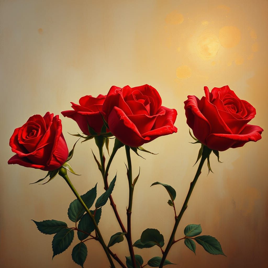 Velvety Red Roses Unfold in Surrealistic Dreamscapes