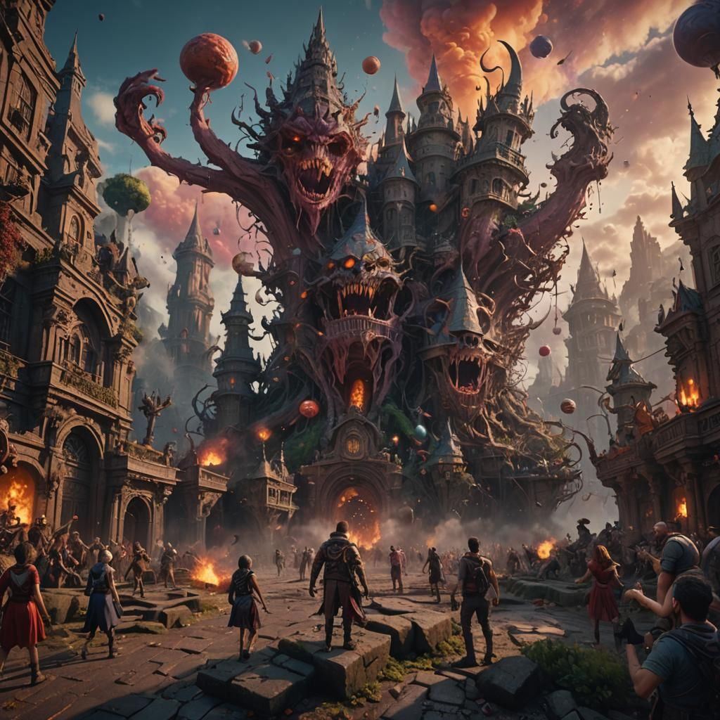 Crazy People in Detailed Matte Painting