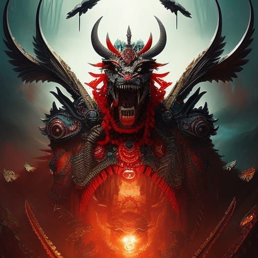 Aztec Demon Portrait: Detailed Fantasy Art