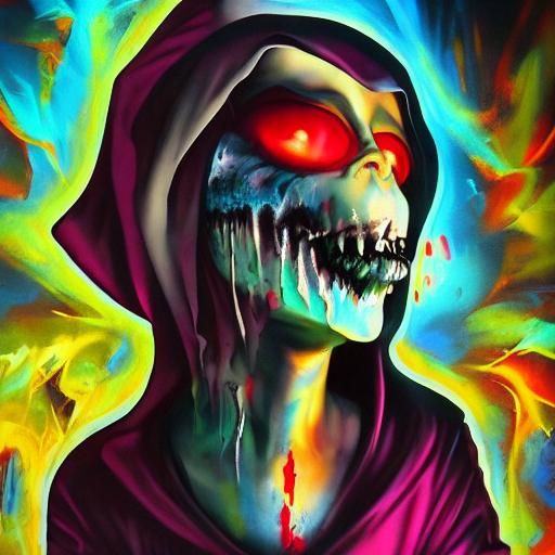 Scary Evil Nun in Graffiti Street Art