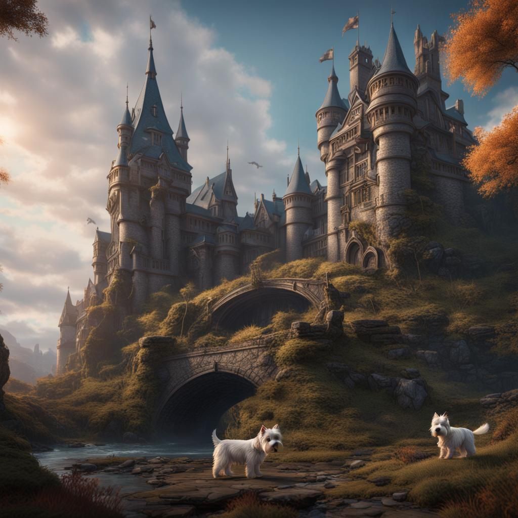 Detailed Westie Painting in Fantasy Style