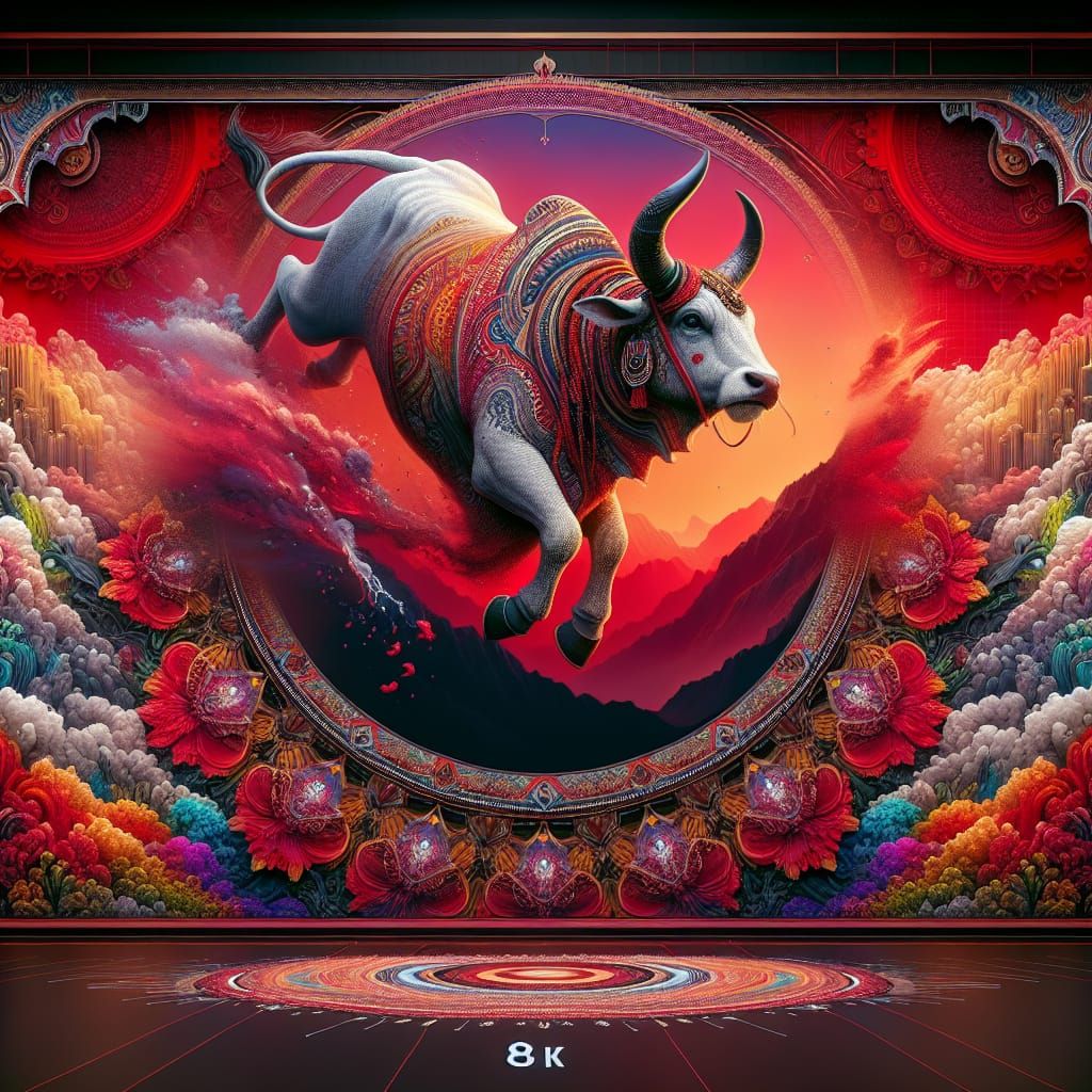 Indian Bull Leaping in Fantasy Concept Art