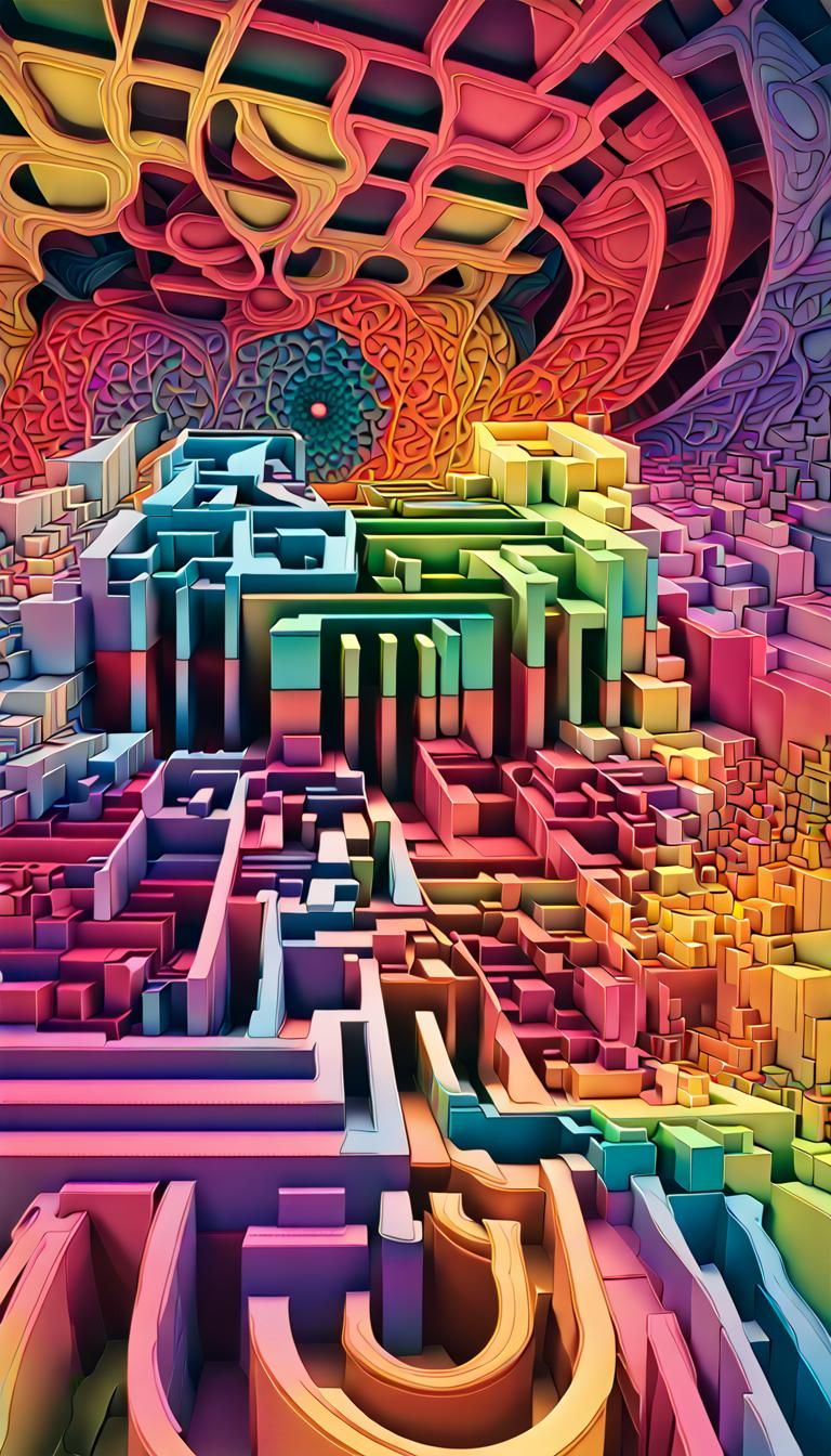 Glowing Infinity Maze in Psychedelic Fractal Art