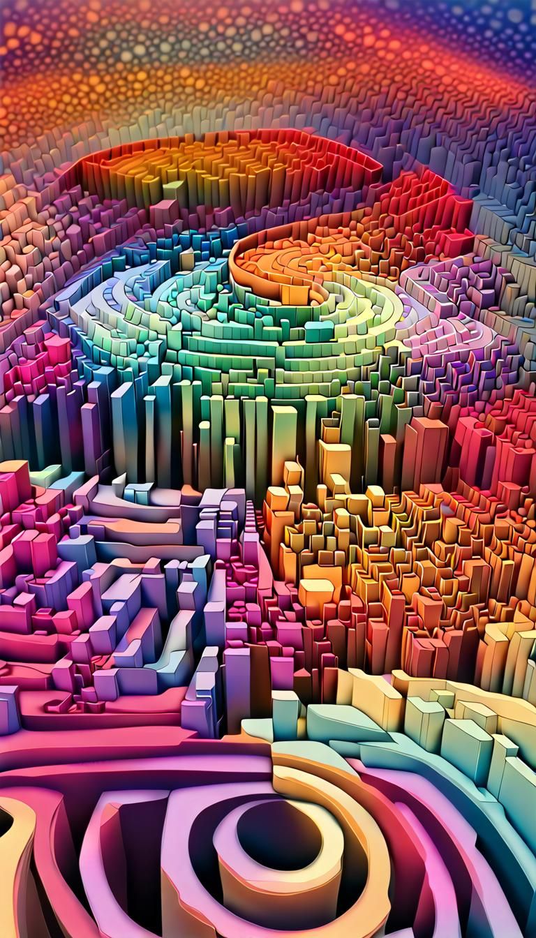 Glowing Infinity Maze in Psychedelic Digital Art