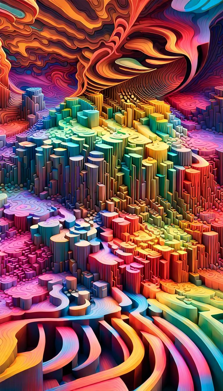 Glowing Infinity Maze in Psychedelic Fractal Art