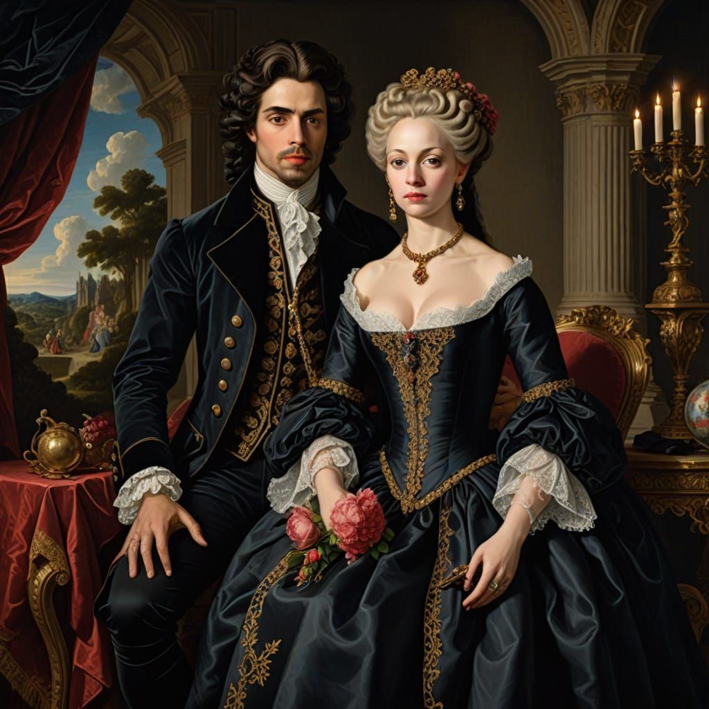 Classic Couple in Evening Baroque Gothic Style