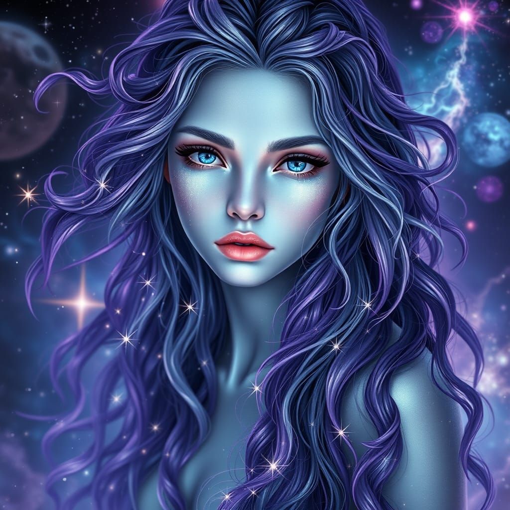 Galactic Goddess Emerges from Cosmic Nebula