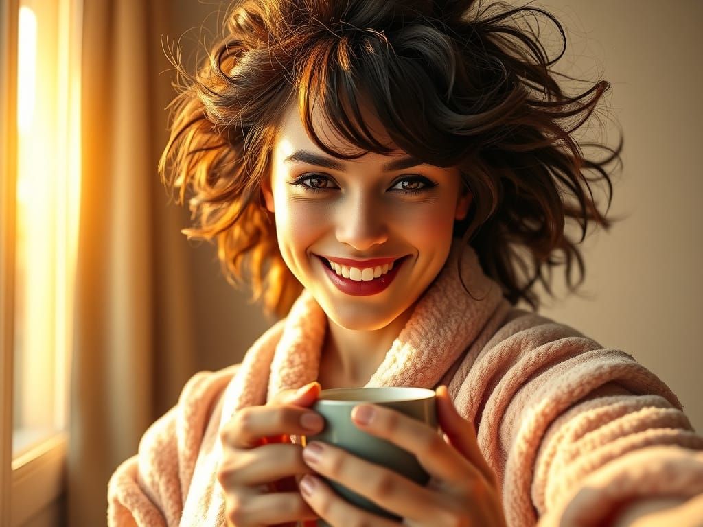 Serene Morning Moment with a Beautiful Woman