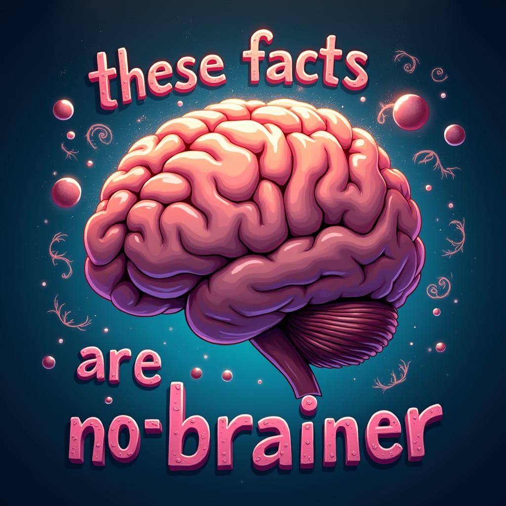 Cartoon Brain Radiating Knowledge in Fantasy Style