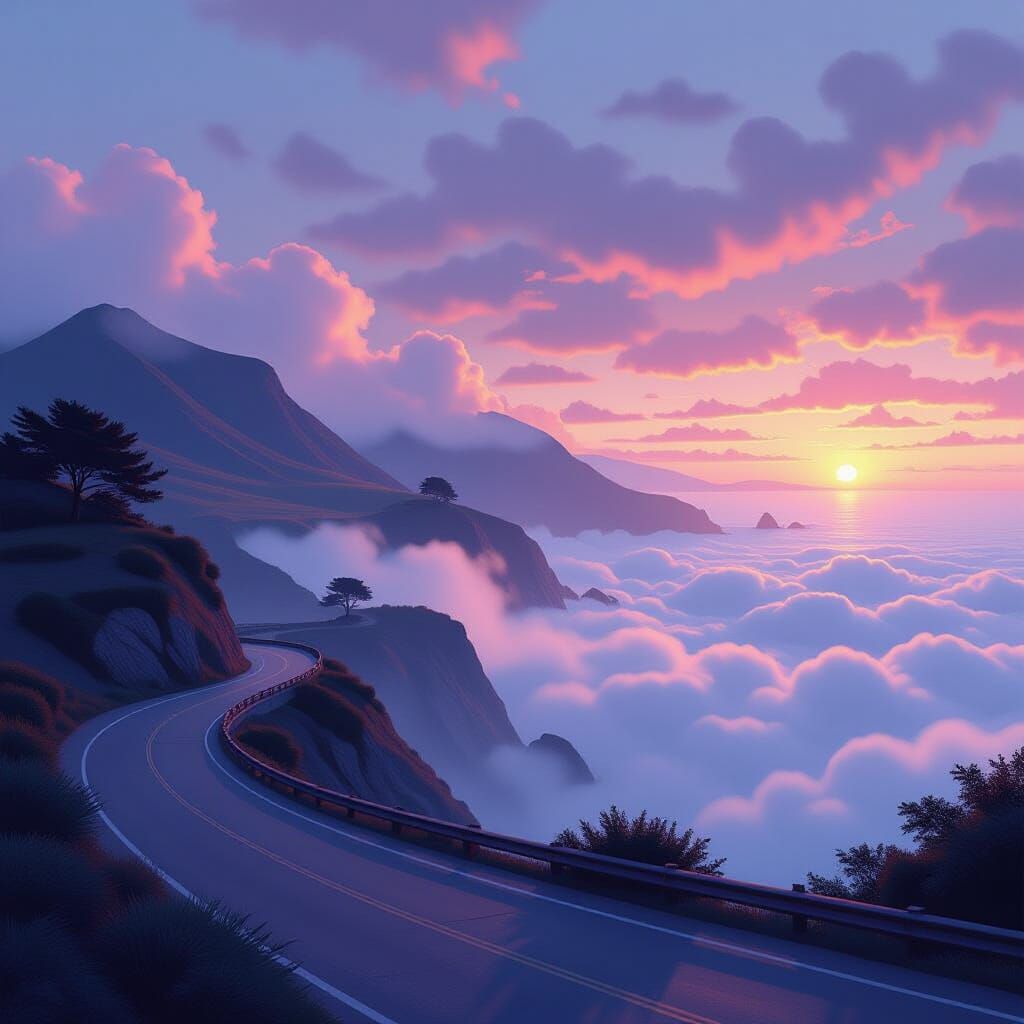Big Sur Fog Bank in Digital Matte Painting Style