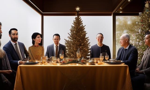 Festive Christmas Dinner Party in Hyperdetailed 8k