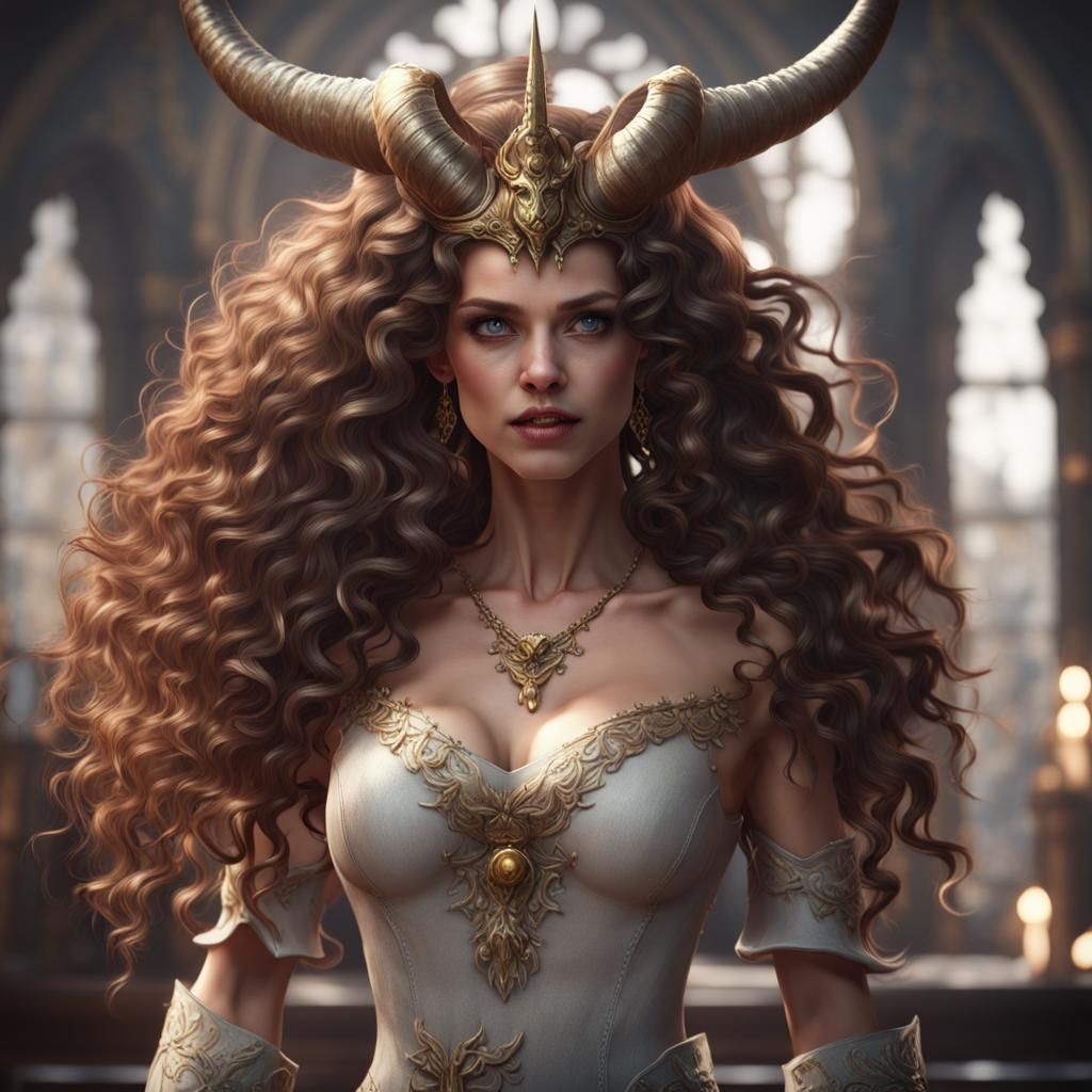 Dragon Queen with Horns in 3D Cinematic Style