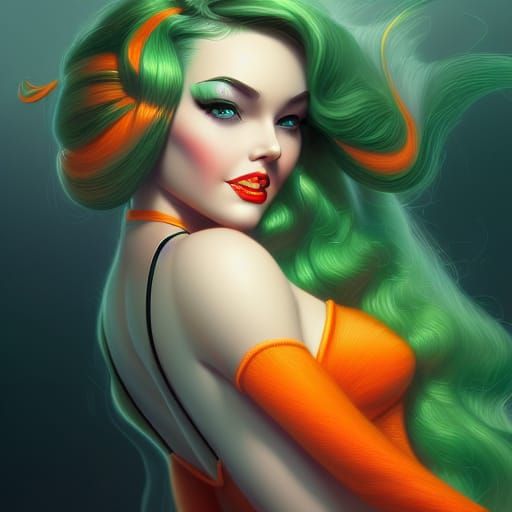 Ethereal Pin-Up Girl in Detailed Digital Art