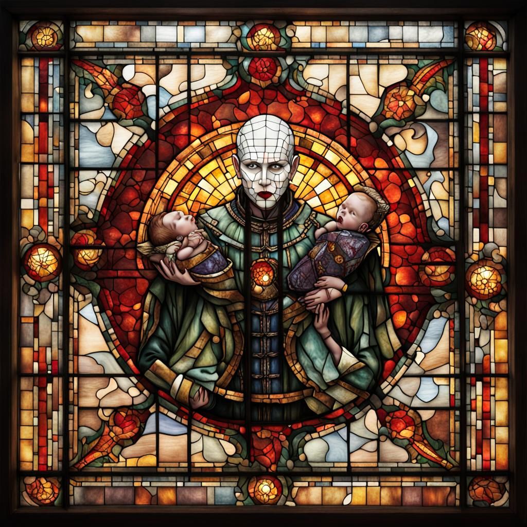 Stained-Glass Window: Female Figure with Newborn