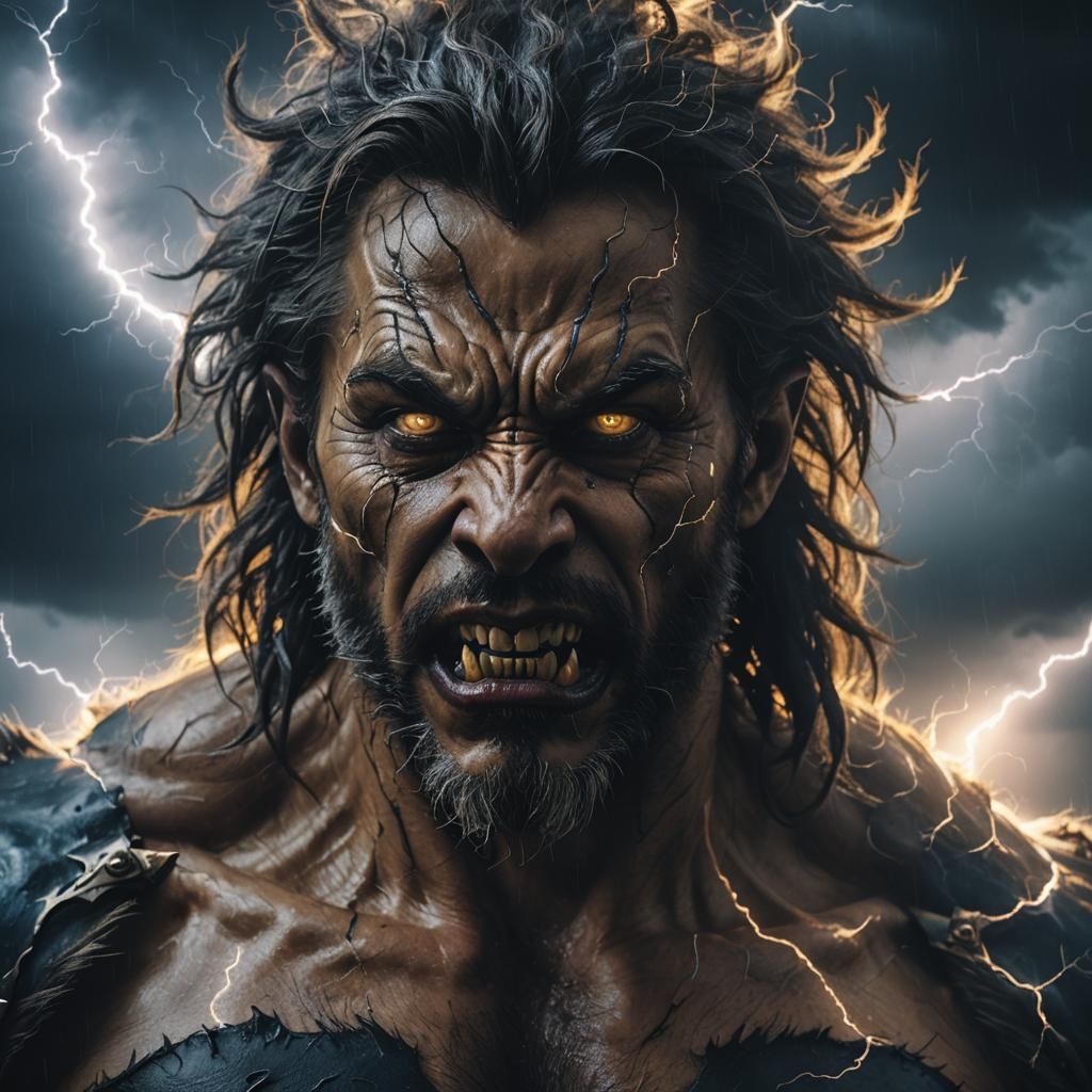 Werewolf Transformation in Gothic Horror Oil Painting