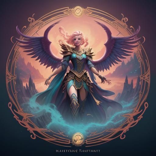 Phoenix Hearts Surround Blonde Woman in Dreamlike Art