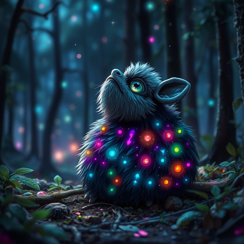 Constellation Raccoon in Ethereal Forest