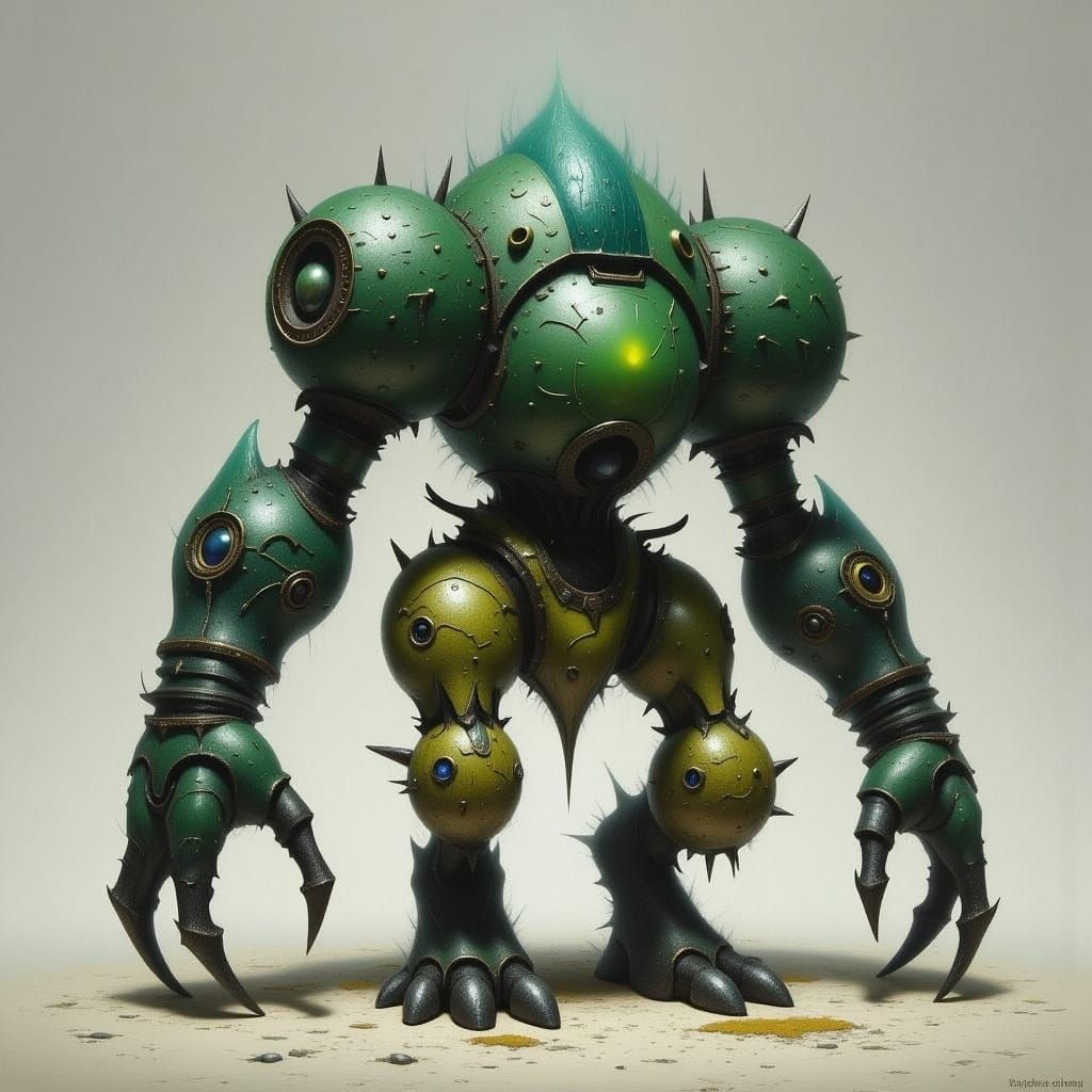 Equine Golem in Dark Cubist Style