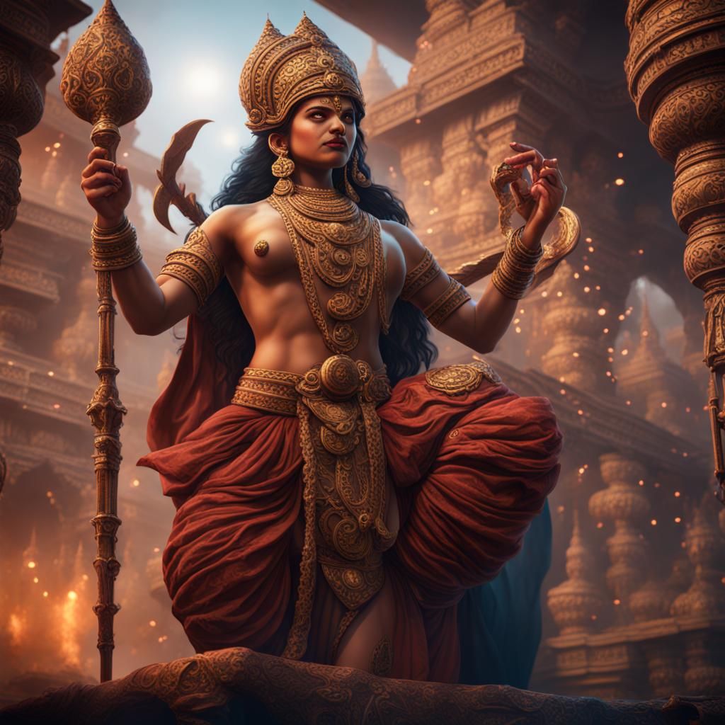 Bhuta Hindu Art with Almani: Detailed Matte Painting