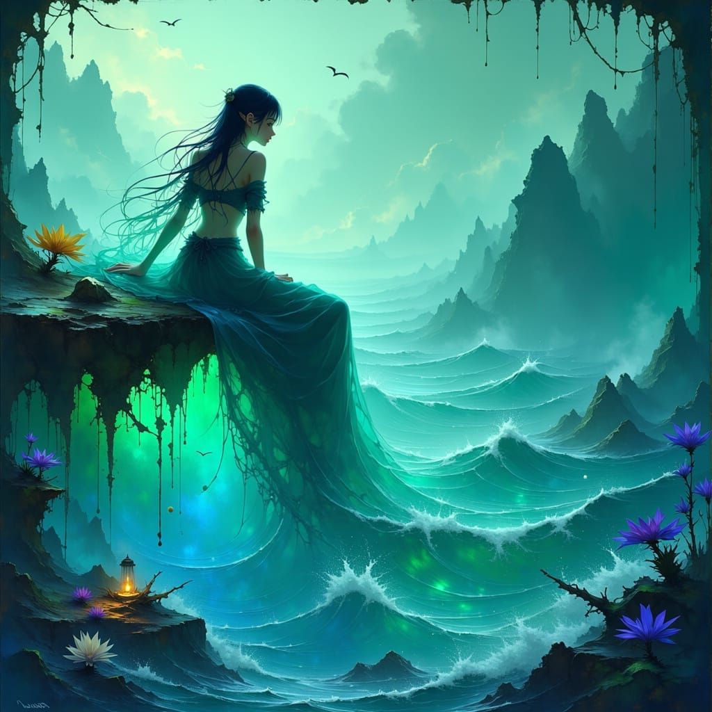 Ethereal Wave Siren Beckons Amidst Coral Reefs