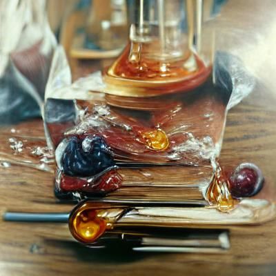 Chemistry Scene in Oil Painting Style