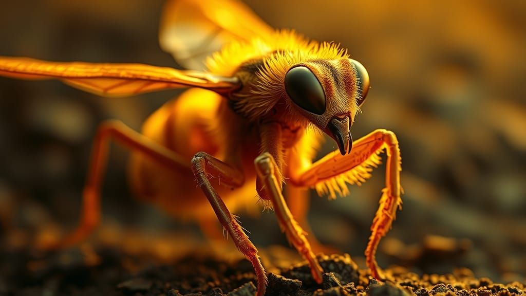 Honey Bee Praying Mantis Hybrid in Film Style