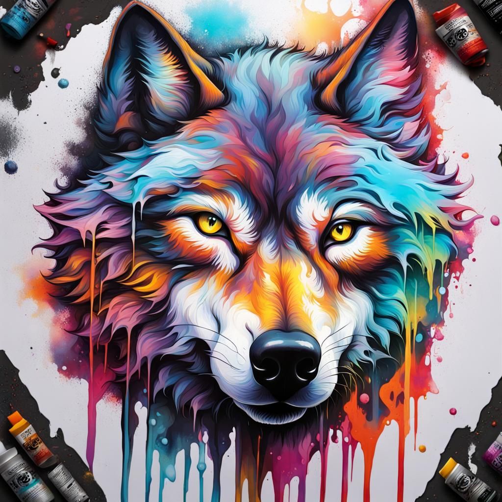 Mystical Wolf Graffiti Art in Ultra Quality