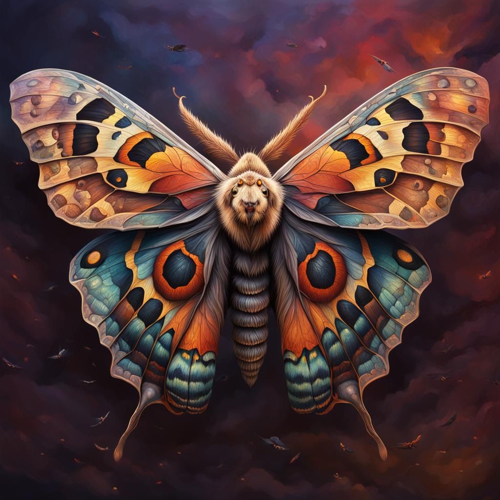 Detailed Imago Moth in Splash Art Style