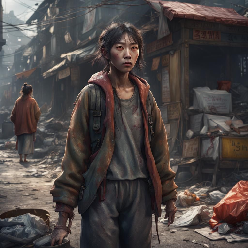 Korean Girl in Detailed Matte Painting