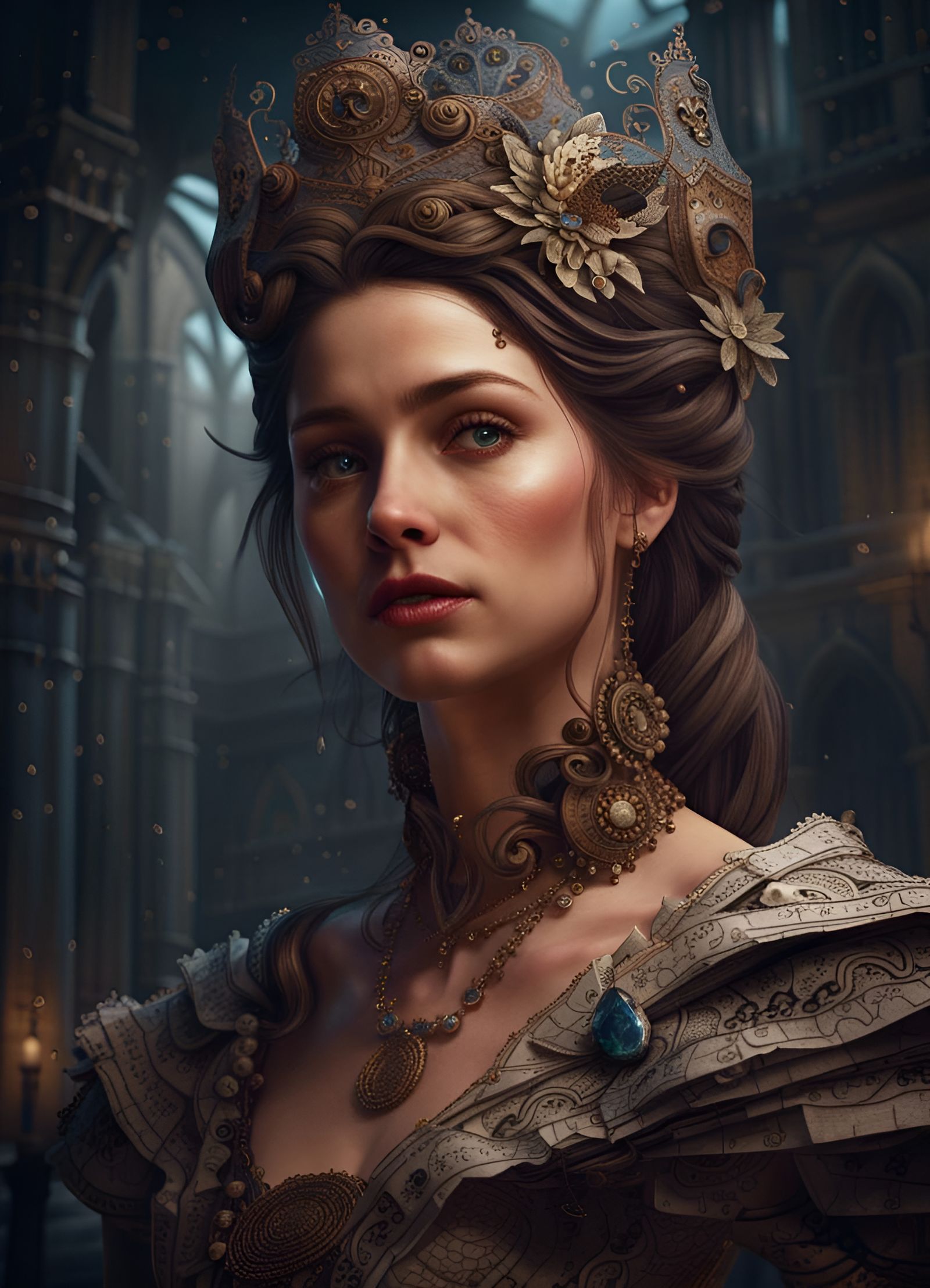 Newspaper Princess Portrait in Detailed Digital Art