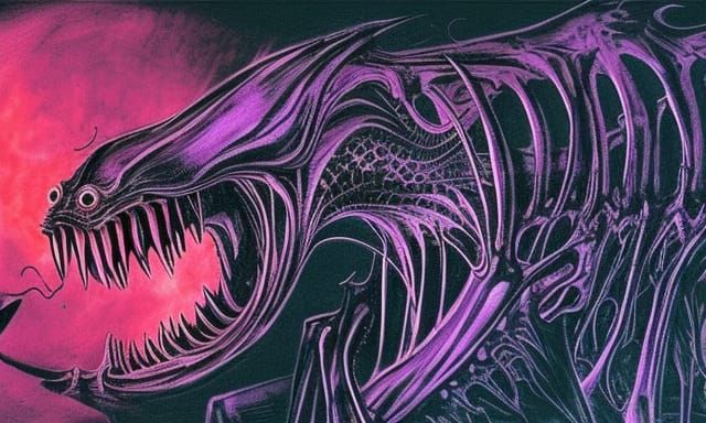 Demonic Alien Vampire in Gritty Neon Sci-Fi