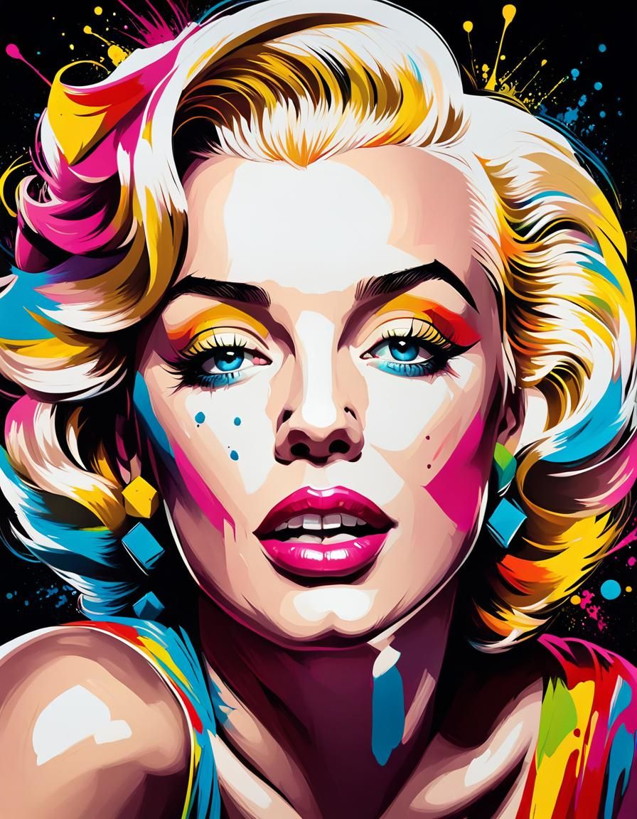 Colorful Marilyn Monroe Portrait in Graffiti Art Style