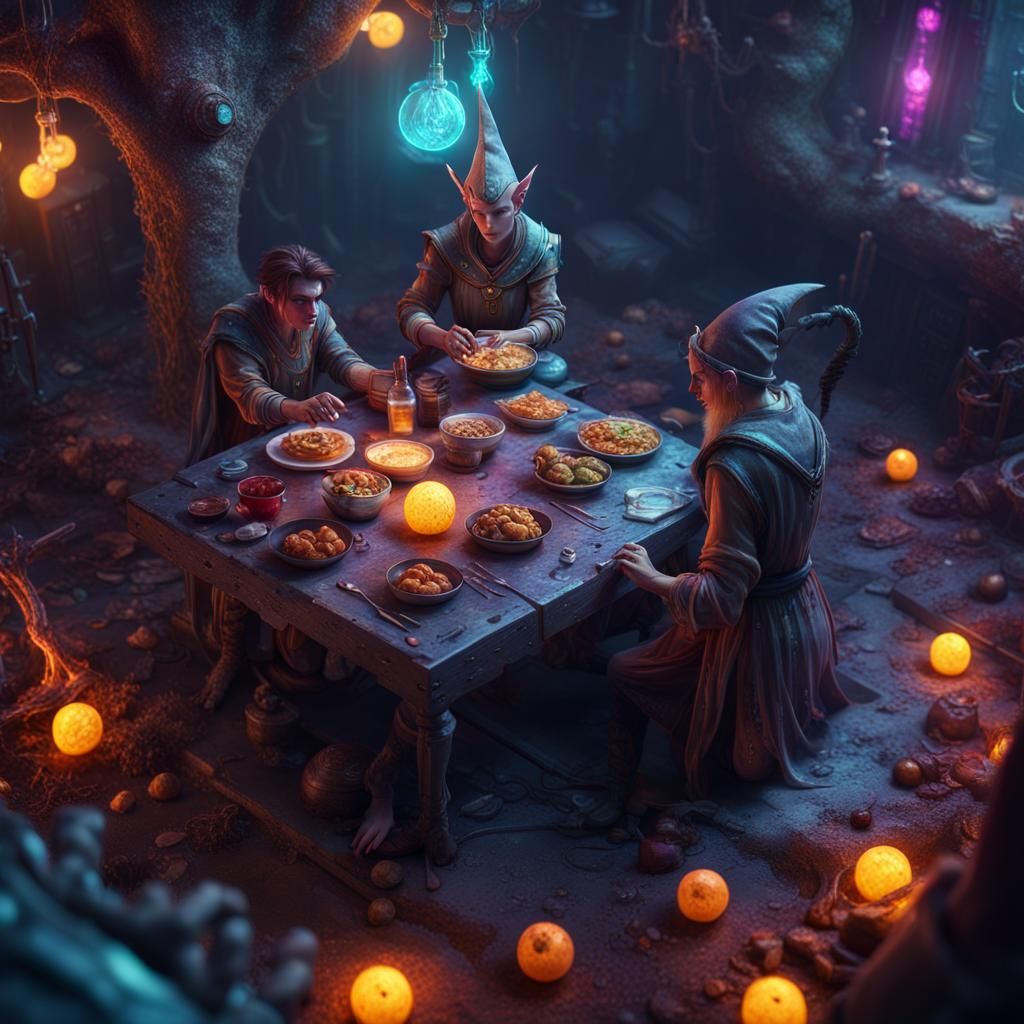 Cyberpunk Elf Wizard in Ultraviolet Lighting