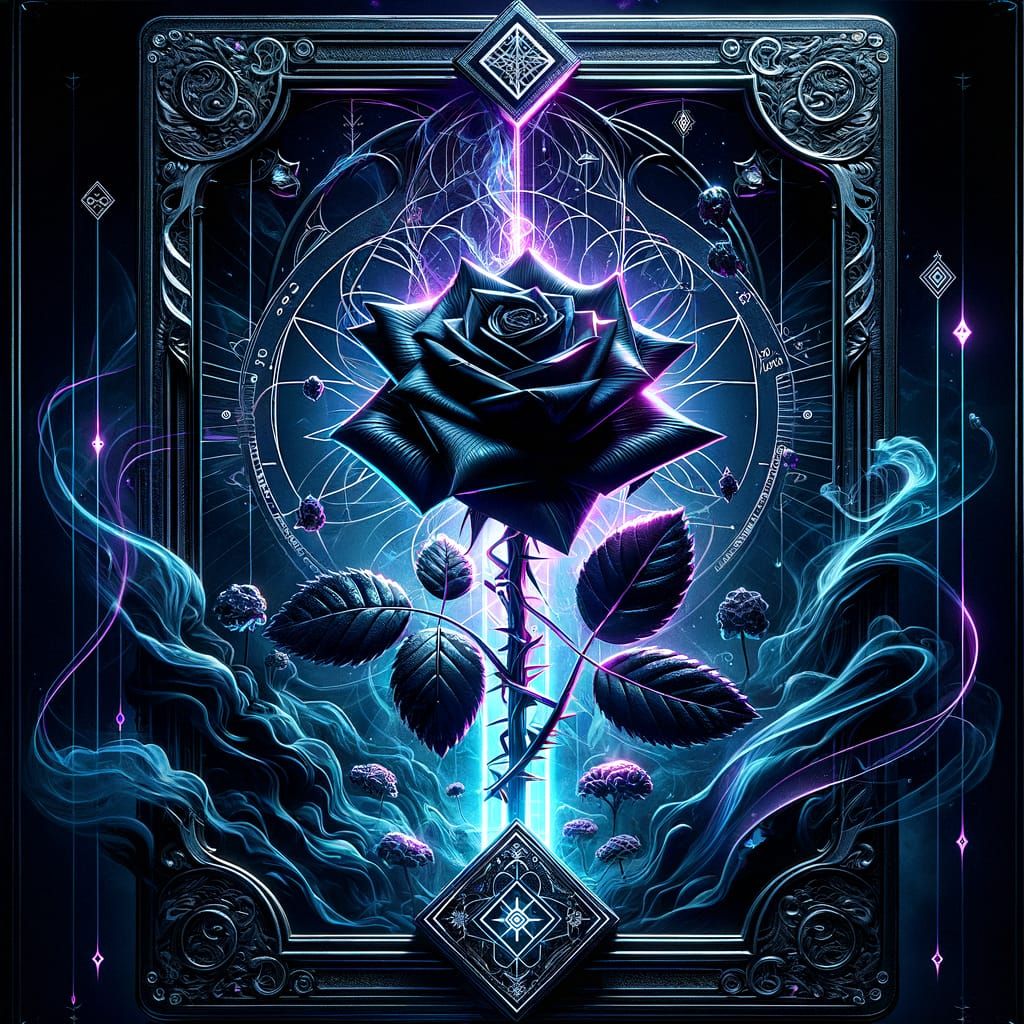 Diamond Rose: A Neon Noir Gothic Tarot Card