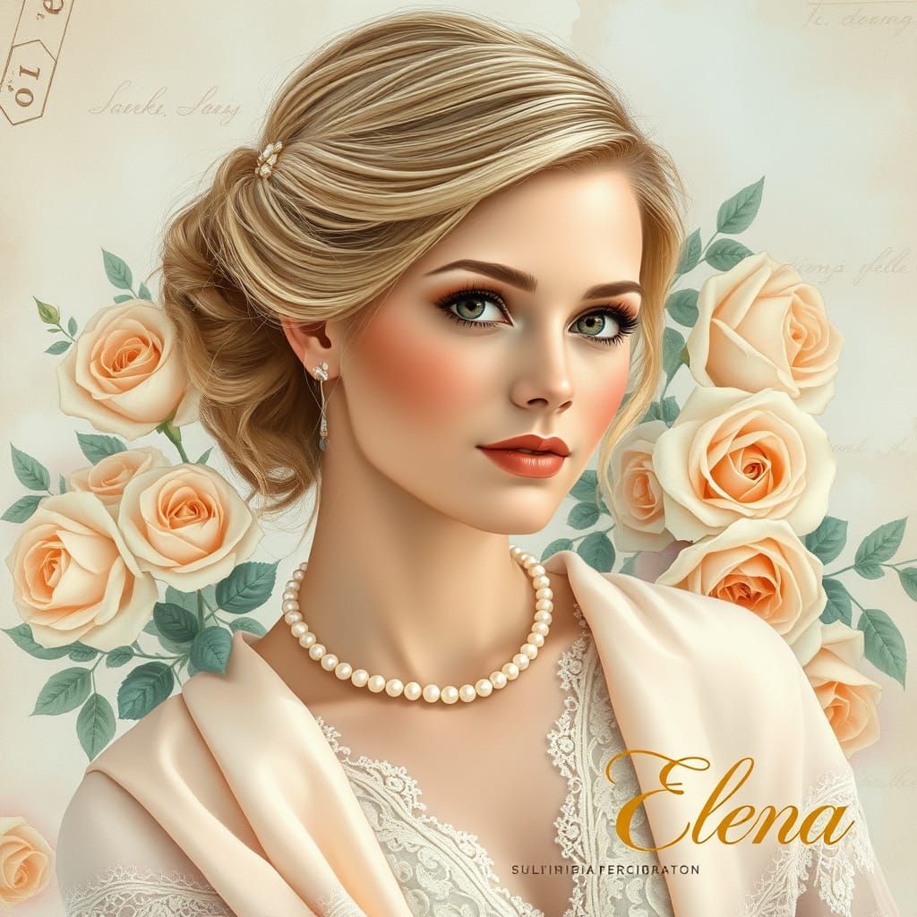 Vintage Woman Portrait in Ethereal Pastel Painting Style