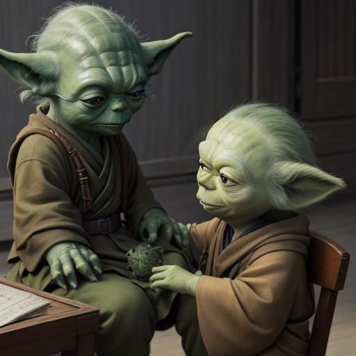 Yoda teaching pedawan boy