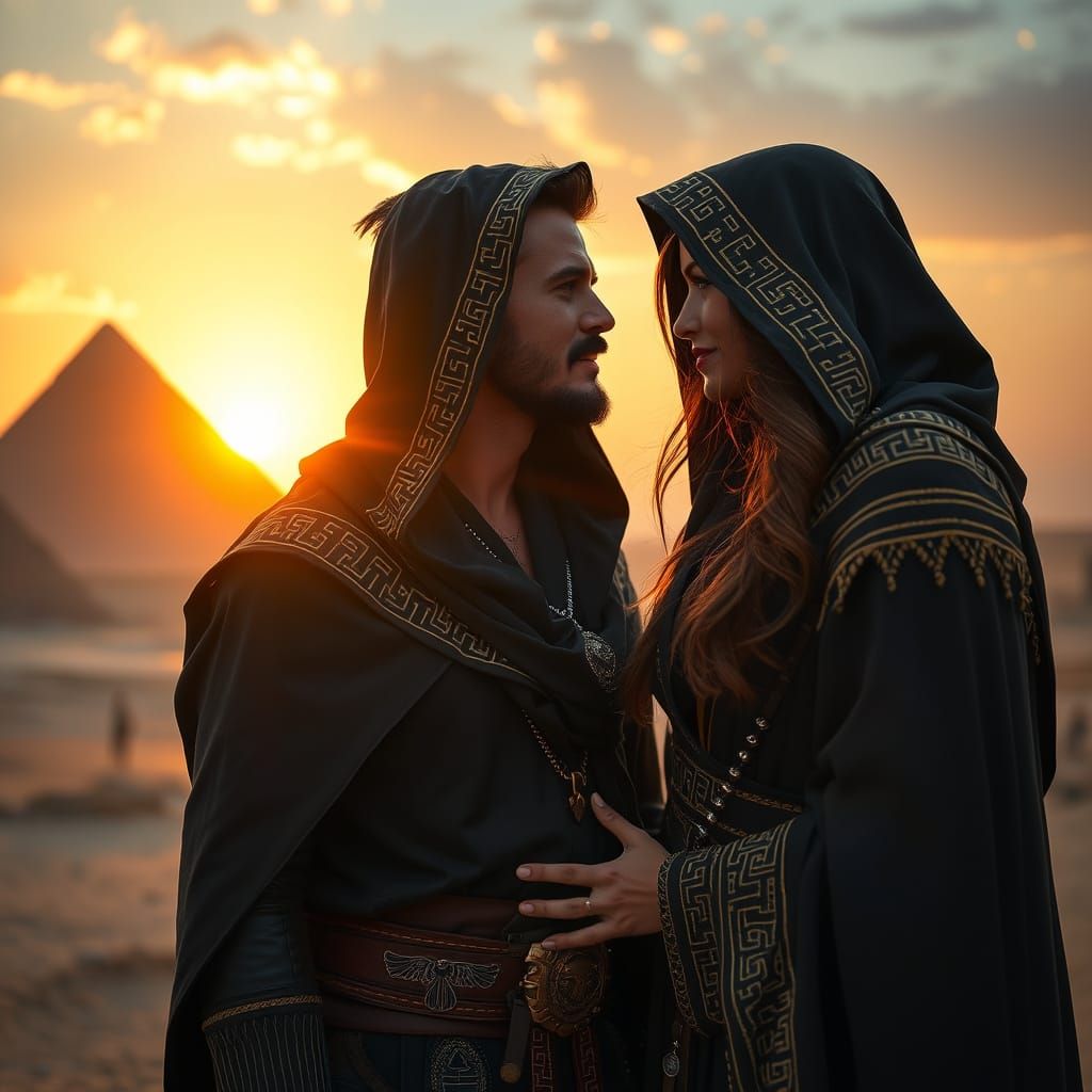 Romantic Guardians in Ancient Egyptian Style