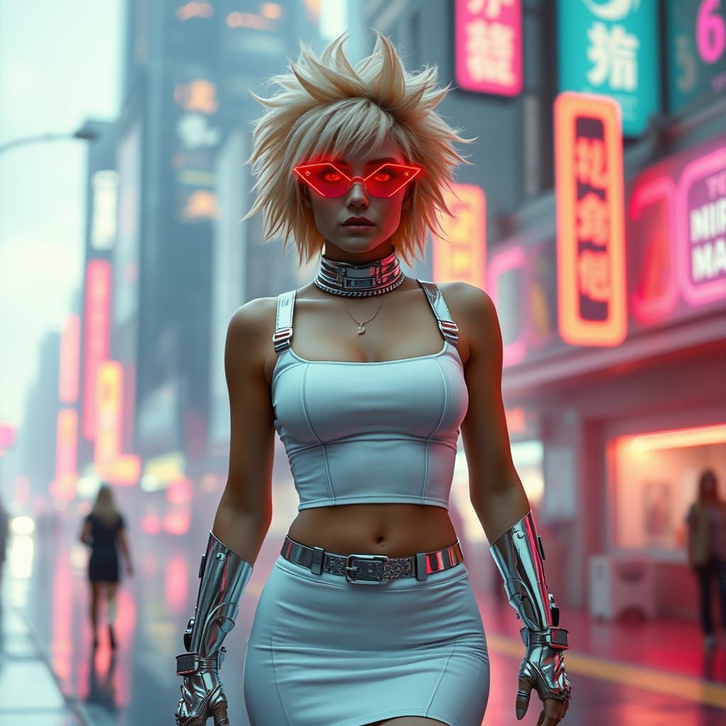 Cyberpunk Goddess in Neon Light