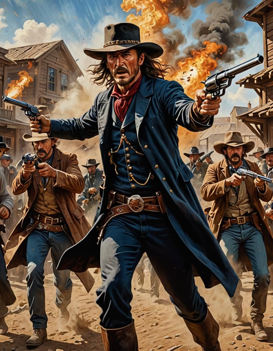 Wild Bill Hickock in a Wild West Gunfight
